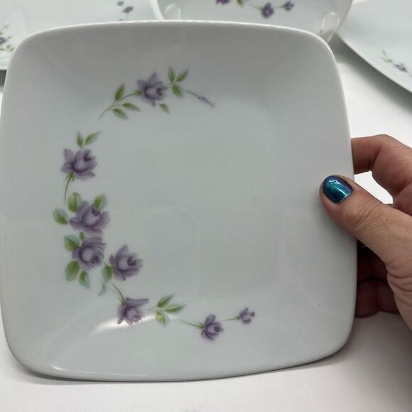 Noritake Vintage Nippon Toki Kaisha Fantasy Fine Pattern Set of 4 Square Dessert - Picture 2 of 7